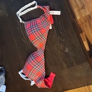 NWT Victoria's Secret plaid bra with white signature straps size 34C